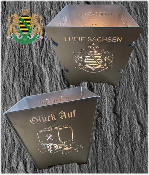 Teelichtkorb Freie Sachsen - "Glück Auf"